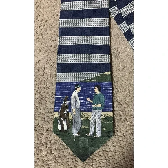 Pebble Beach Neckwear Silk Tie Golf Golfing Necktie Black Green Made in USA EUC! - Picture 3 of 5